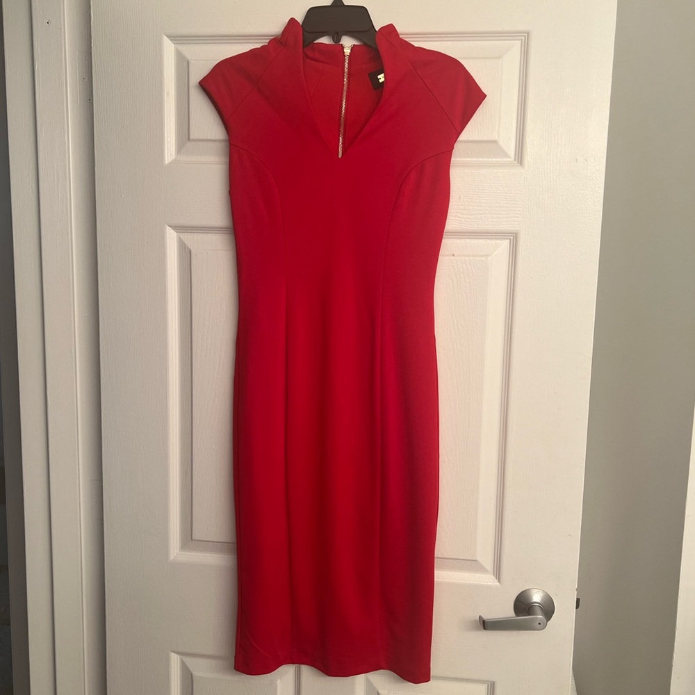 NWT - red cap sleeve midi dress